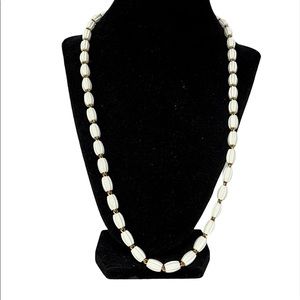 Monet White Beaded Necklace Single Strand
